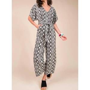 NEW UNCLE FRANK cropped jumpsuit in snakeskin